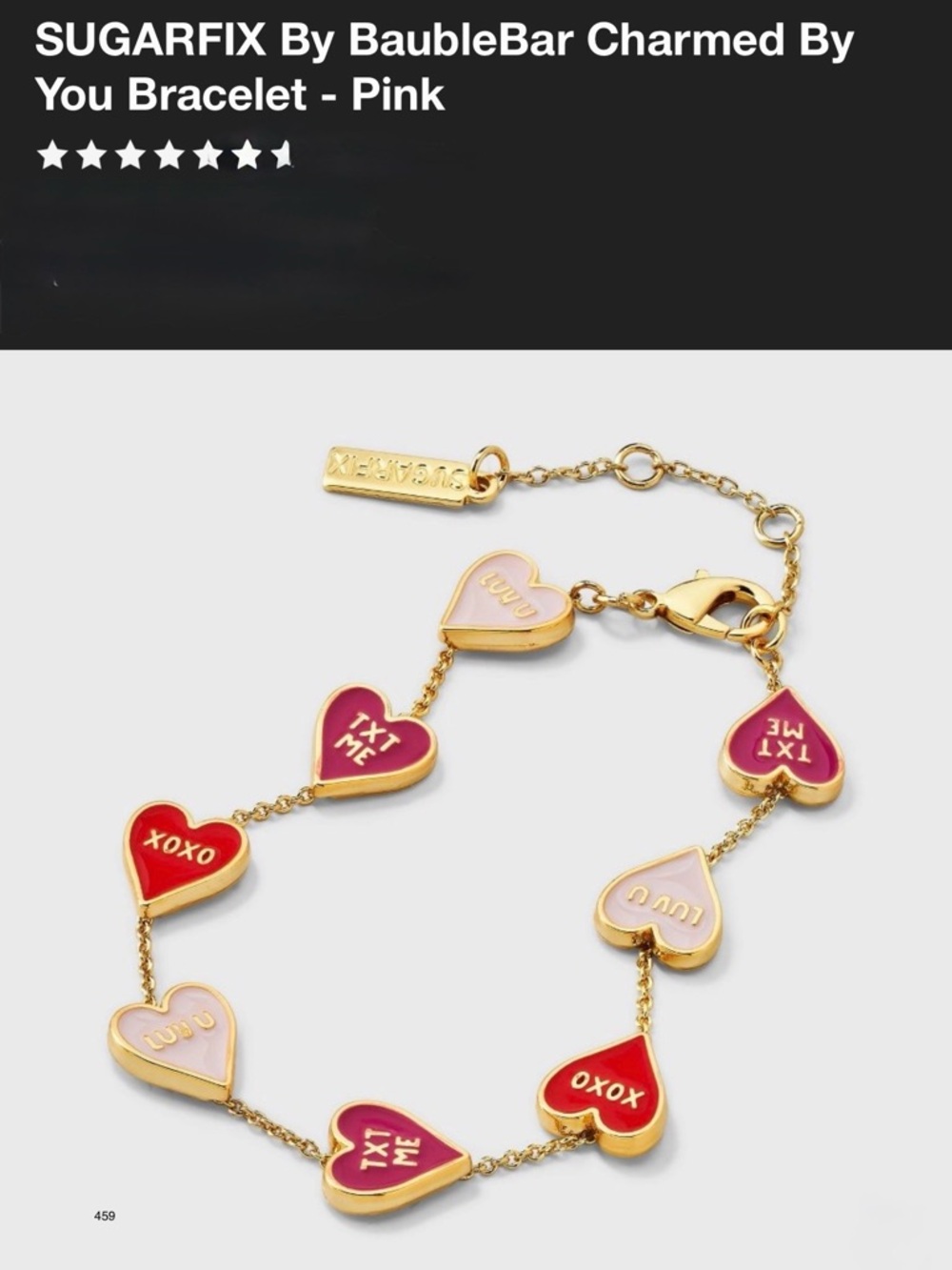 *new* SUGARFIX by BaubleBar Pink & Red Heart Charm Bracelet